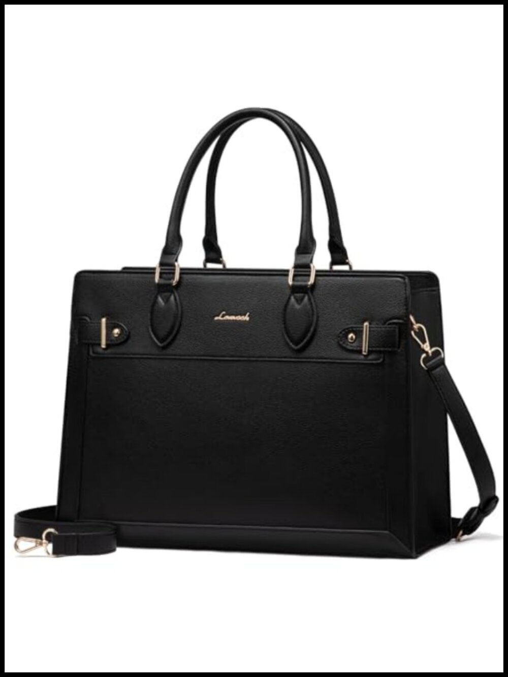 LOVEVOOK 17 Inch PU Leather Laptop Tote Bag Large Waterproof Briefcase